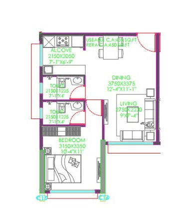 Suraj Aureva Unit plan - 450 sq.ft.