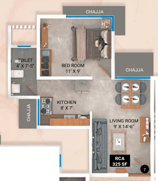 Shubhamkaroti Aarambh Unit plan - 325 sq.ft.