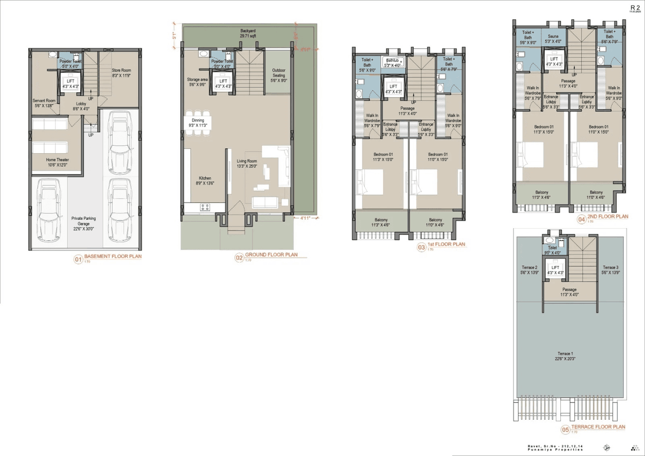 Punamiya Row Villa 18 Unit plan - 2800 sq.ft.