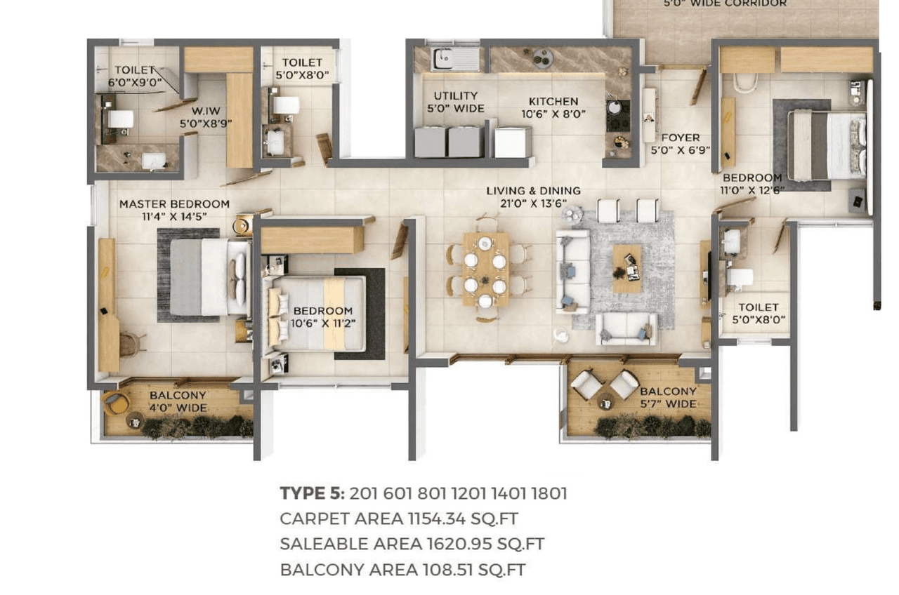 VBHC Aurora Unit plan - 1166 sq.ft.