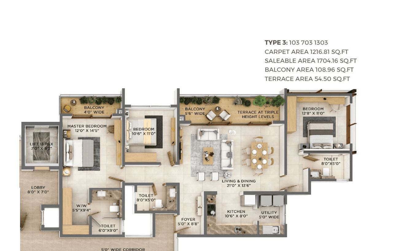 VBHC Aurora Unit plan - 1226 sq.ft.