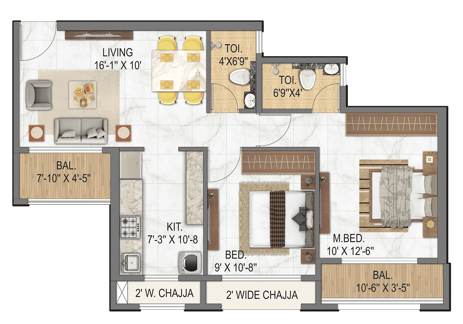 Unit plan - 822 sq.ft.