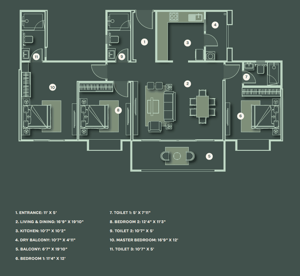 Lohia Jain The Reserve Unit plan - 1413 sq.ft.