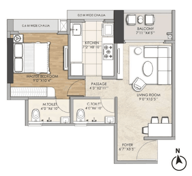 Arista Skyline Unit plan - 440 sq.ft.