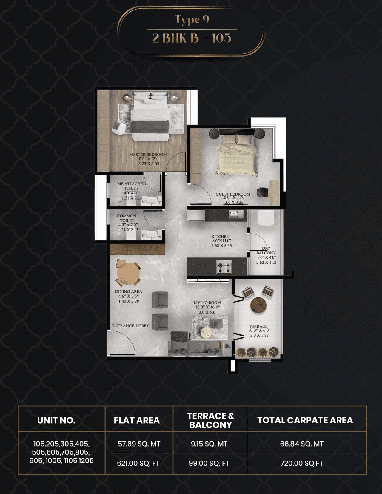 Ikon Queens Tower Unit plan - 720 sq.ft.