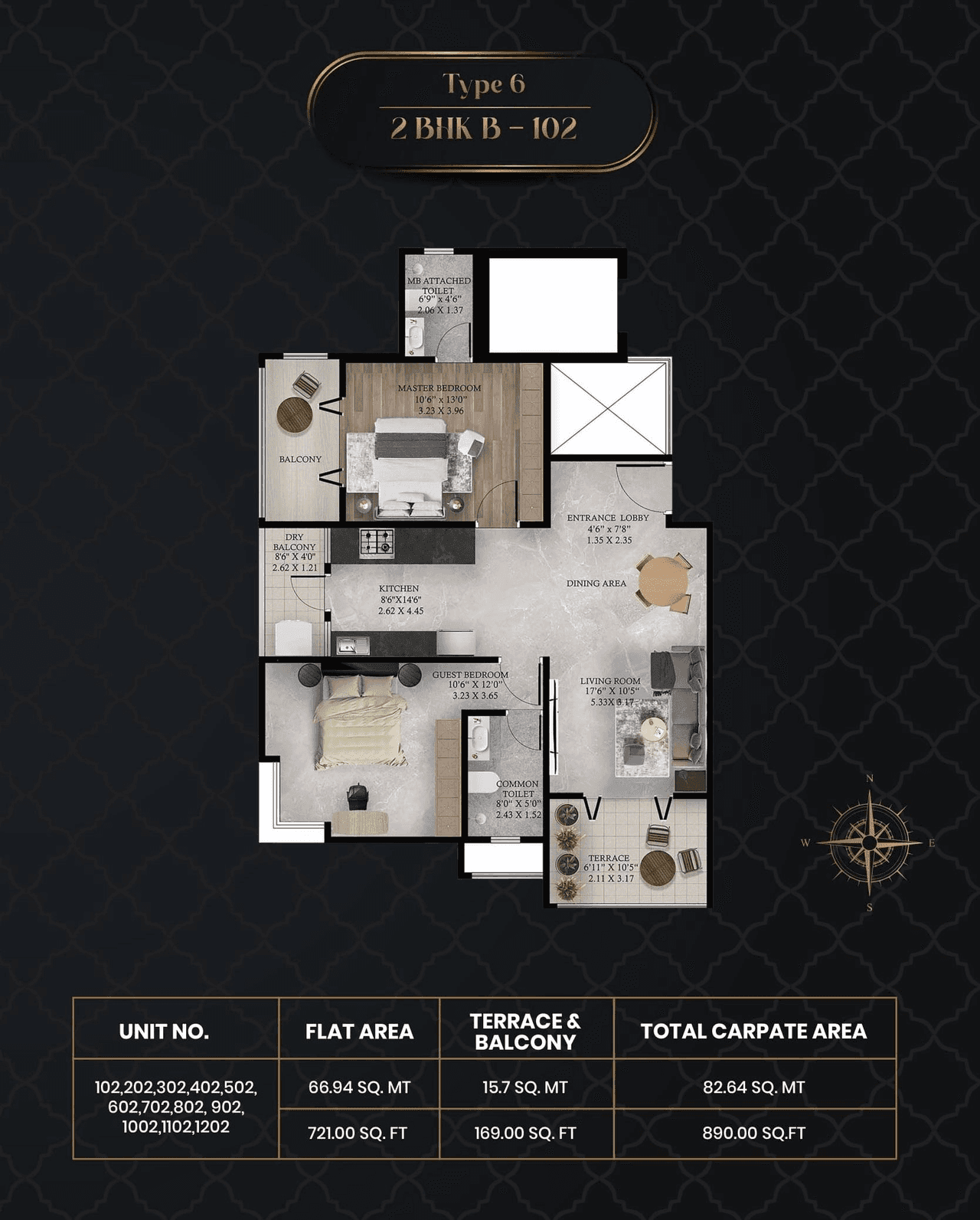 Ikon Queens Tower Unit plan - 890 sq.ft.