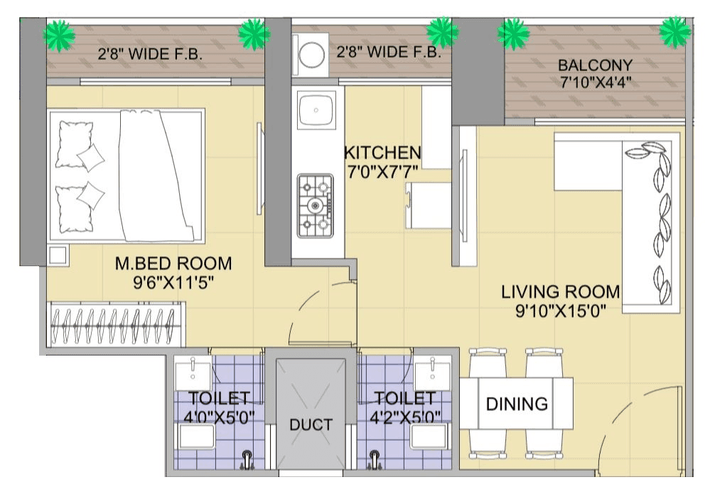 Swaminarayan Sky Marina Unit plan - 480 sq.ft.