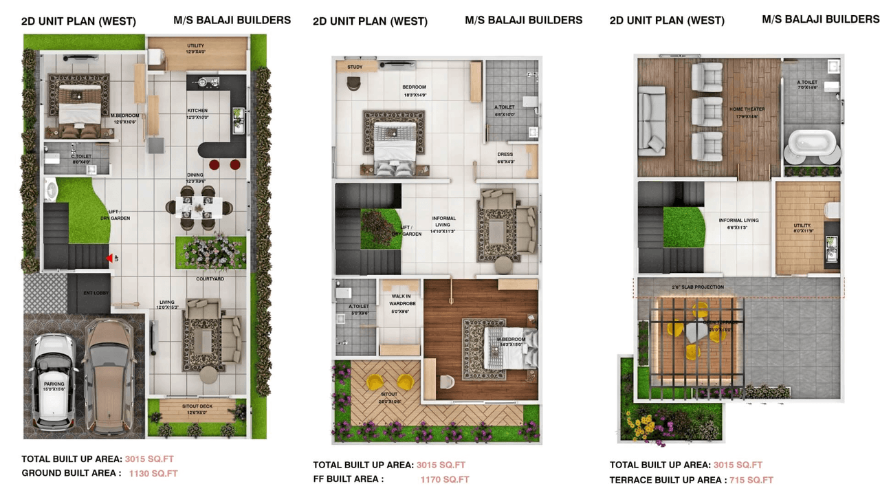 Sri Balaji Urban Retreat Unit plan - 1500 sq.ft.