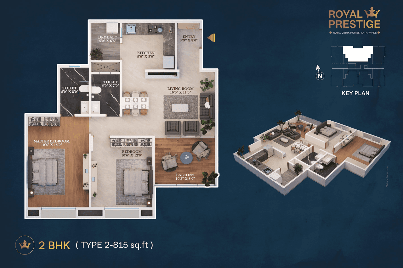 Shree Royal Prestige Unit plan - 815 sq.ft.