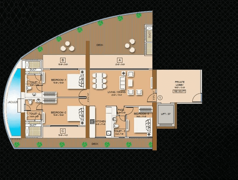 Ruparel Jewel Unit plan - 2300 sq.ft.