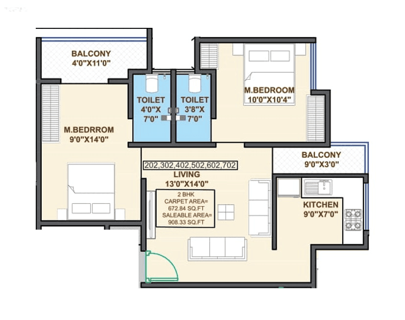 Siddhivinayak Celestial City Unit plan - 701 sq.ft.