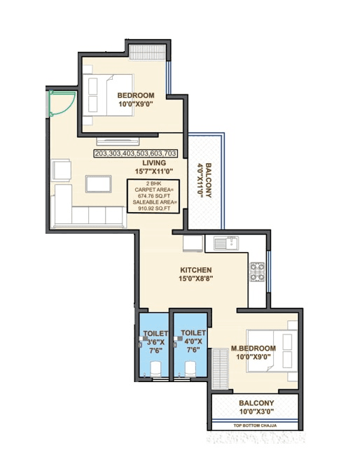 Siddhivinayak Celestial City Unit plan - 743 sq.ft.
