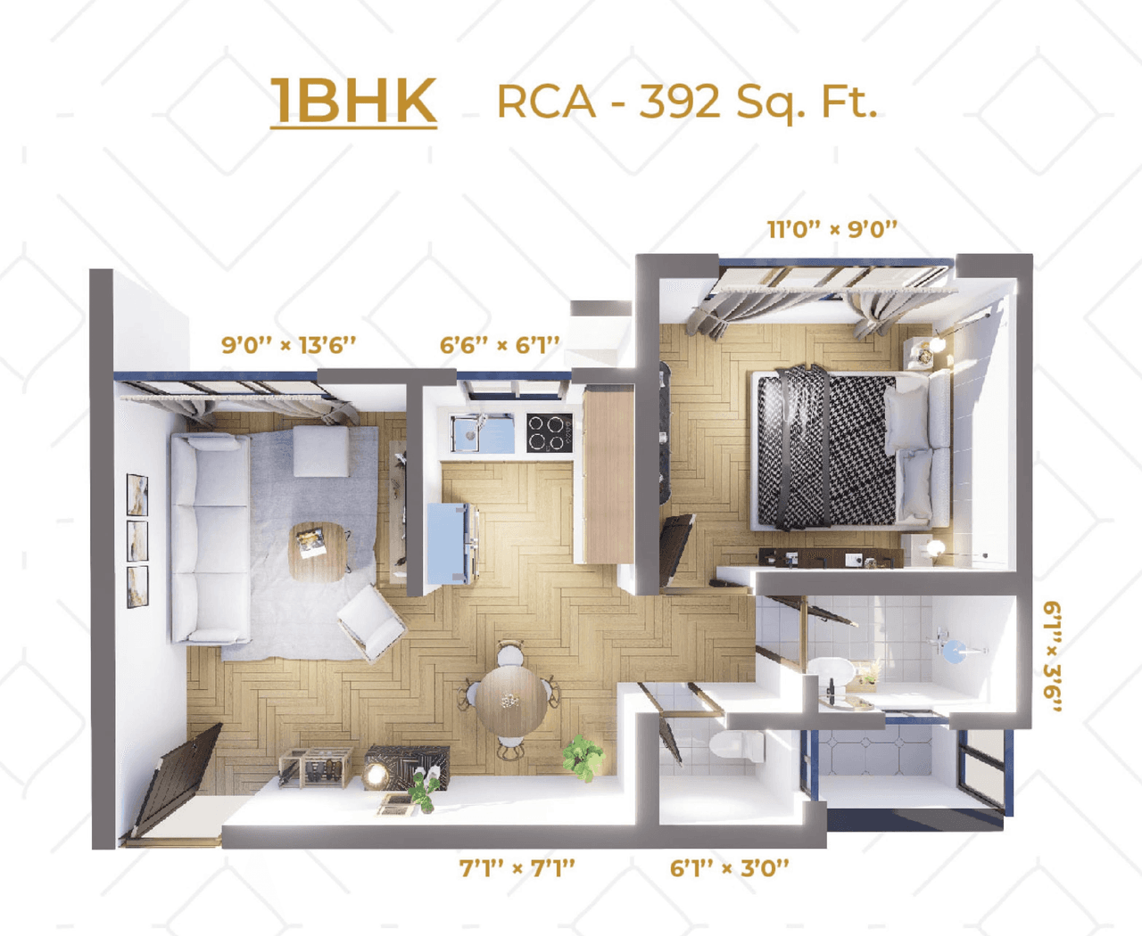 Mauli Pride Unit plan - 392 sq.ft.