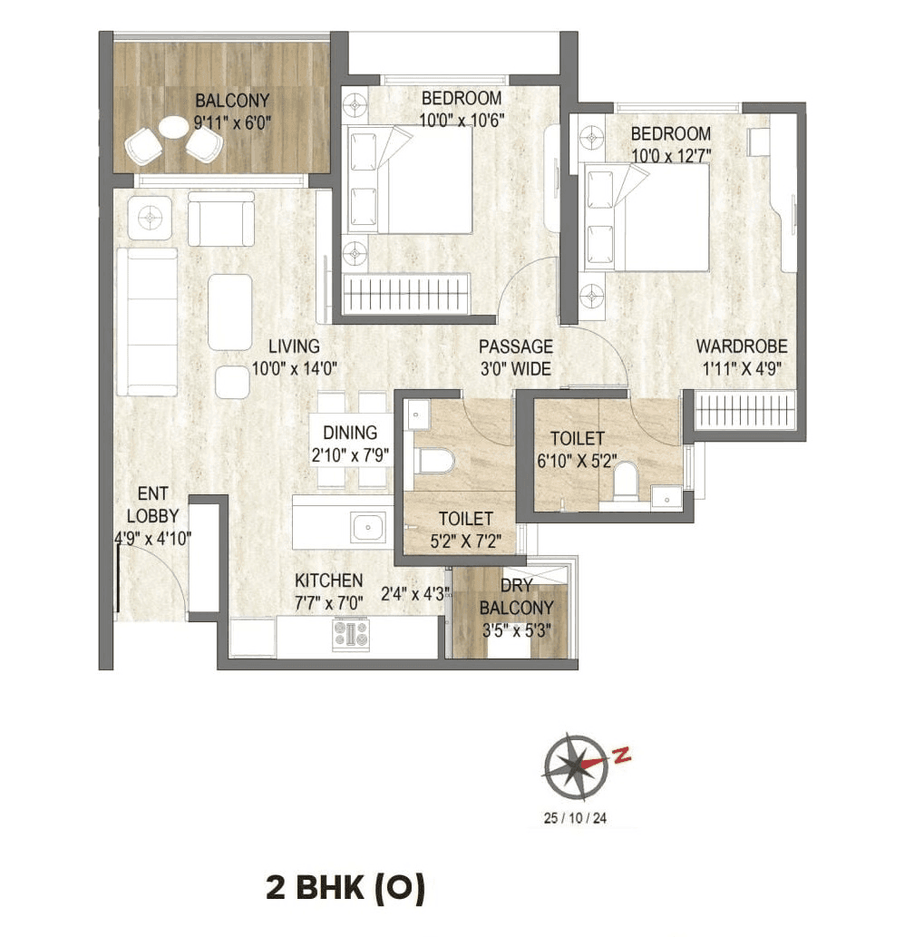 Arun Sanctum Unit plan - 716 sq.ft.