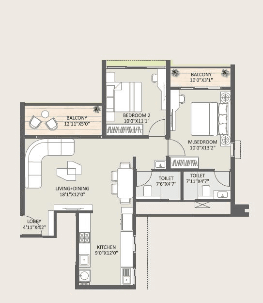 Rohit 108 Astera Unit plan - 824 sq.ft.