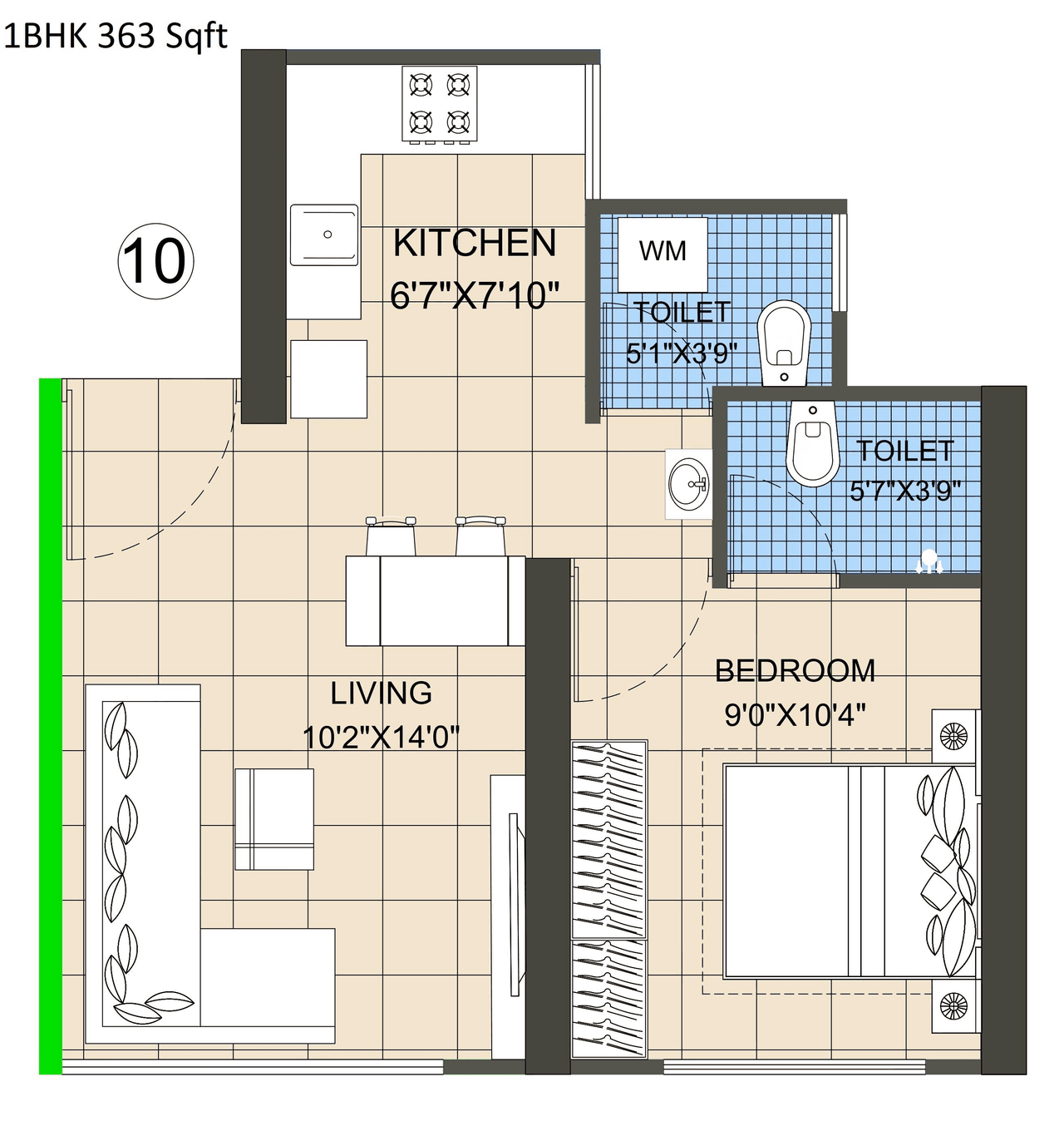 Swaminarayan City Unit plan - 363 sq.ft.