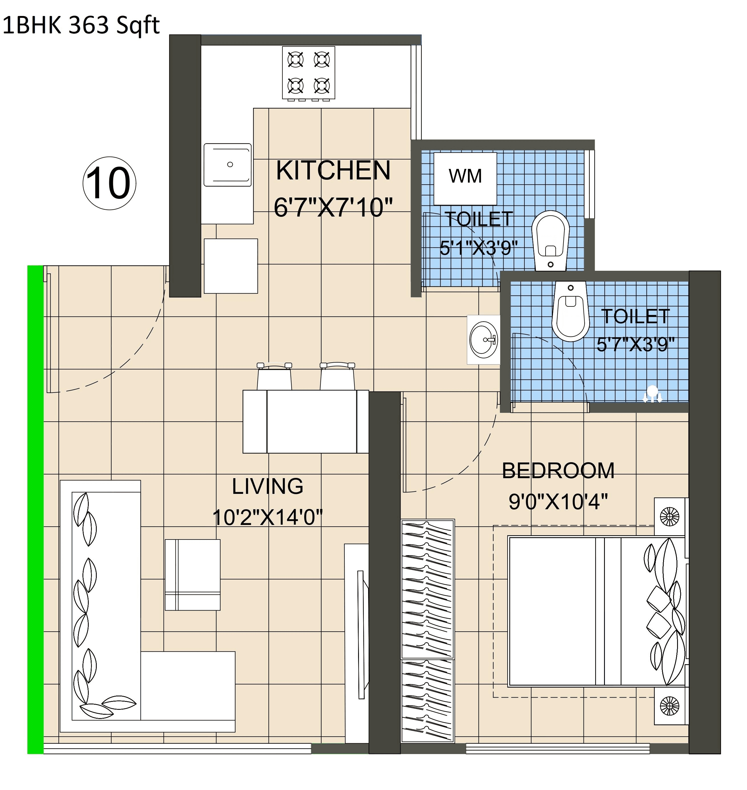 Unit plan - 363 sq.ft.