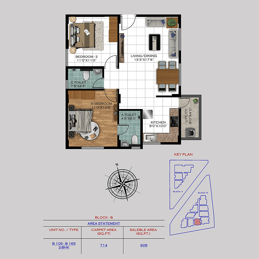 Varad by Satyam Unit plan - 683 sq.ft.