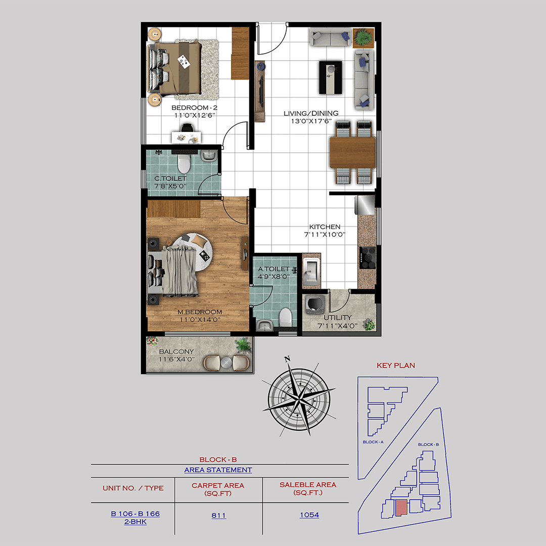 Varad by Satyam Unit plan - 737 sq.ft.
