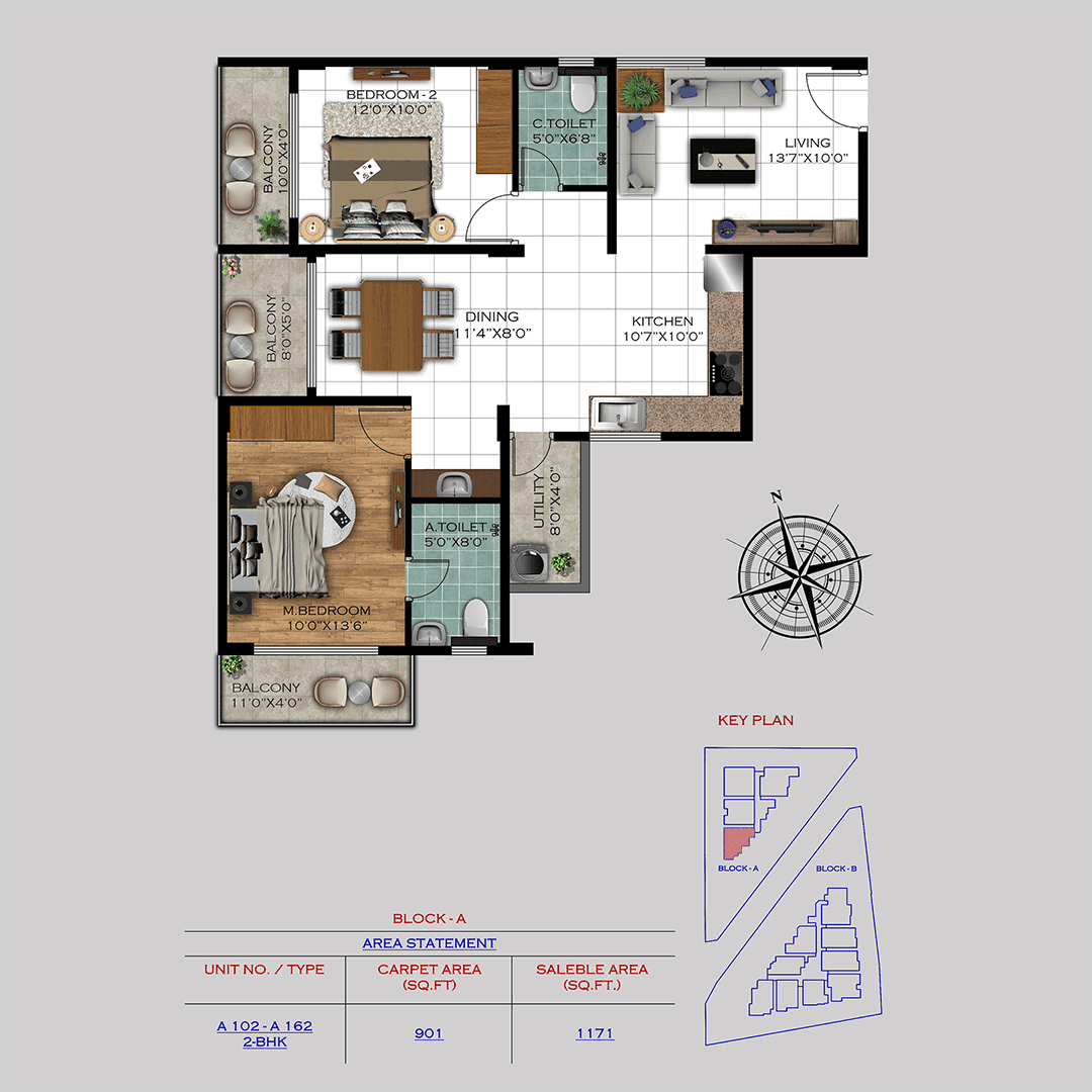 Varad by Satyam Unit plan - 819 sq.ft.