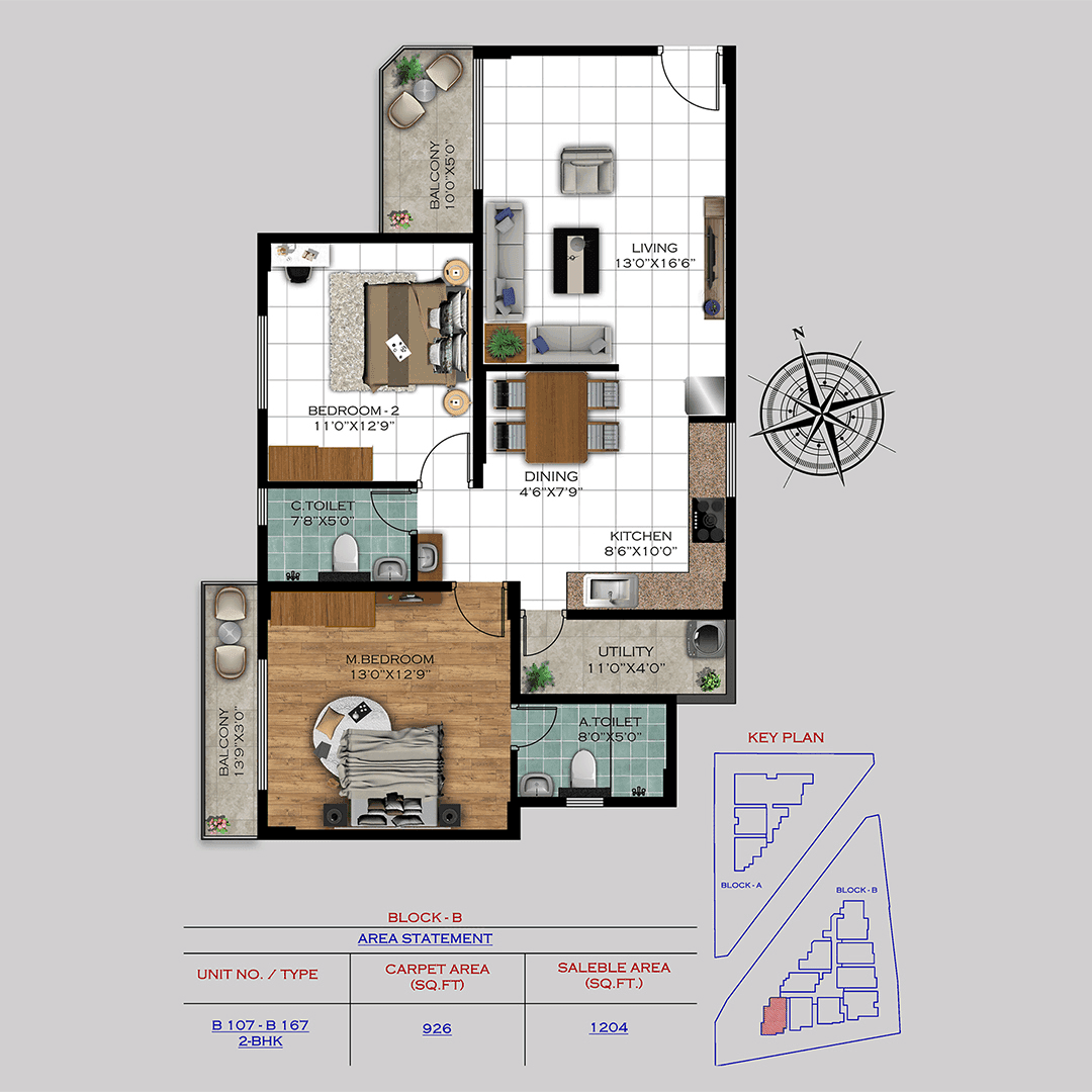 Varad by Satyam Unit plan - 842 sq.ft.