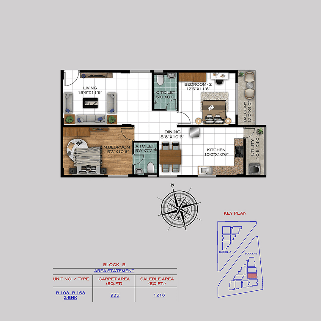 Varad by Satyam Unit plan - 851 sq.ft.
