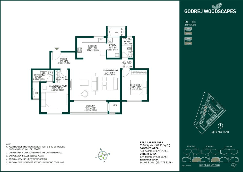 Godrej Woodscapes Unit plan - 955 sq.ft.