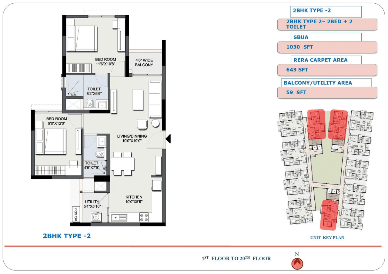 Sipani Samuha Unit plan - 721 sq.ft.