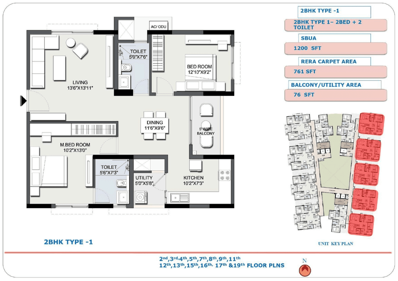 Sipani Samuha Unit plan - 840 sq.ft.