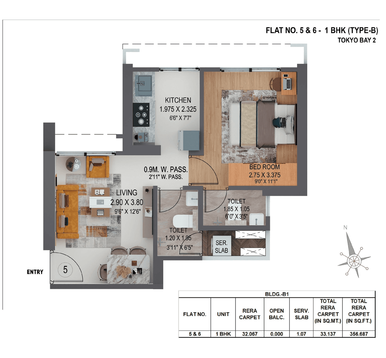 Puraniks Mirai Unit plan - 356 sq.ft.