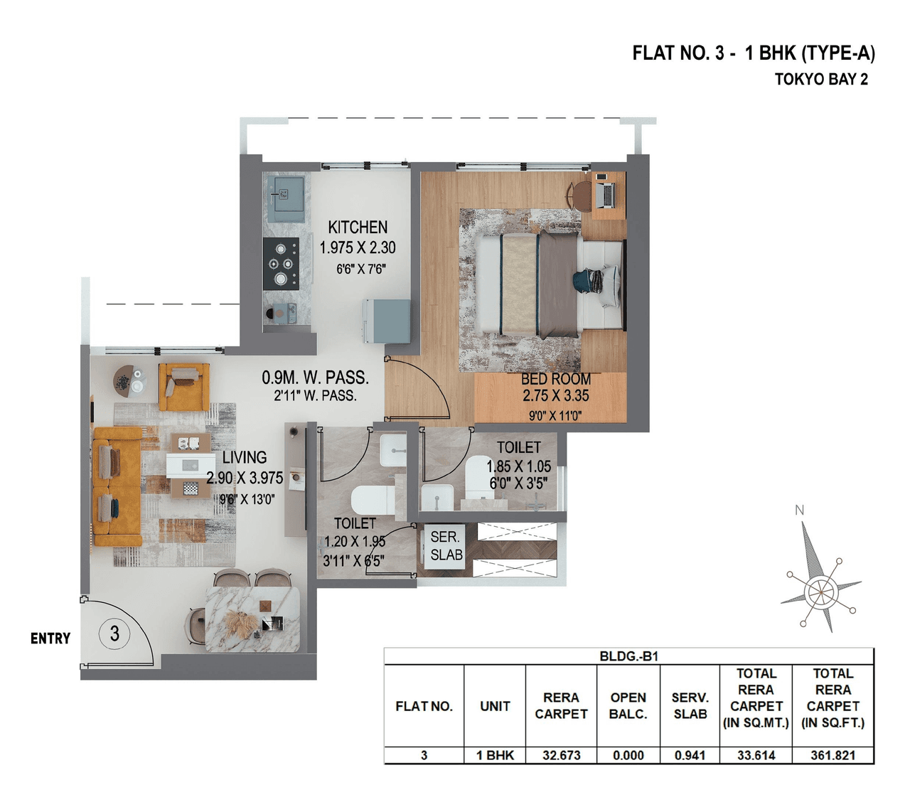 Puraniks Mirai Unit plan - 361 sq.ft.