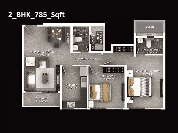Unit plan - 785 sq.ft.