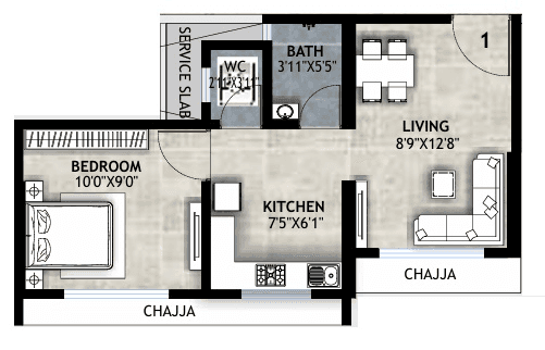 Shiv Sarovar Heritage Unit plan - 415 sq.ft.