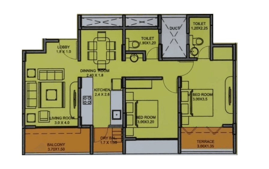 Infinito Sereno Unit plan - 765 sq.ft.