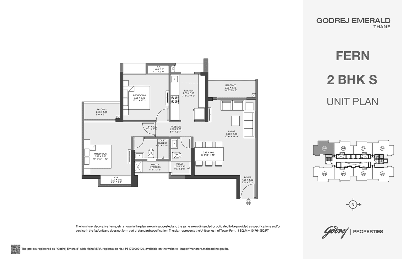 Godrej Emerald Unit plan - 800 sq.ft.
