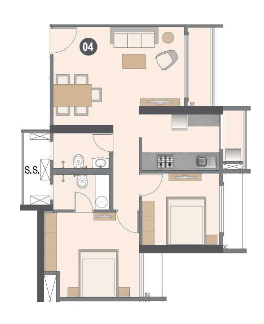 Paranjape Lighthouse in the City Unit plan - 648 sq.ft.