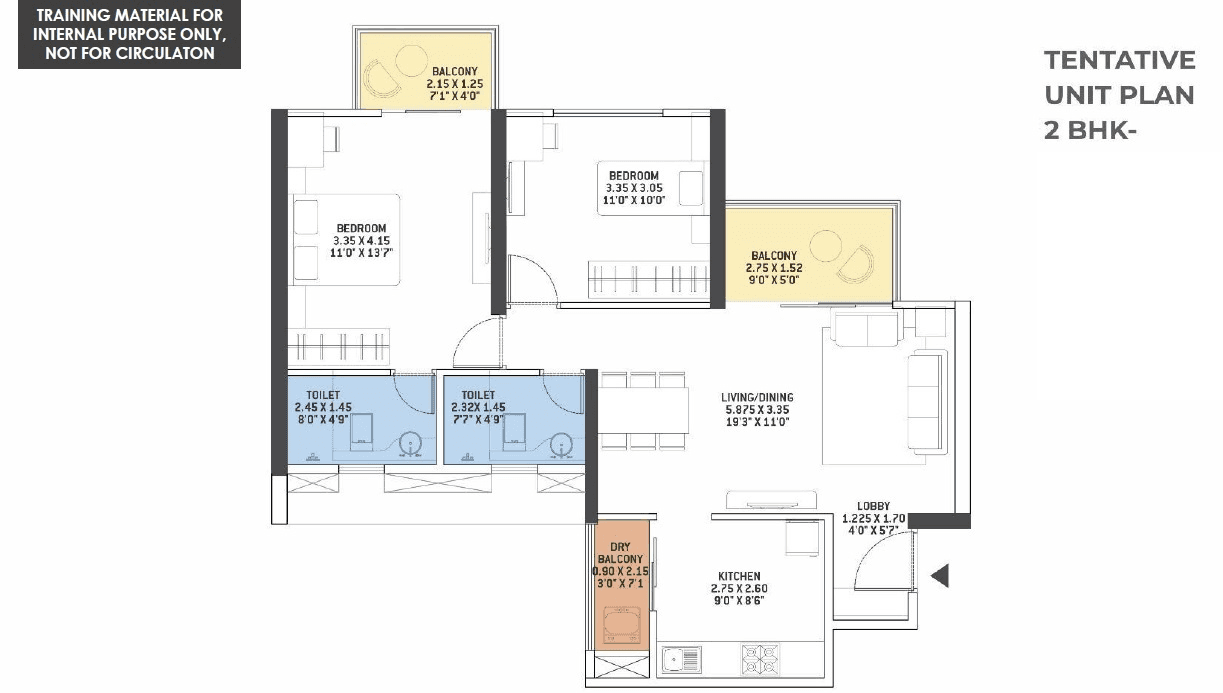 VTP Aurelia Unit plan - 809 sq.ft.