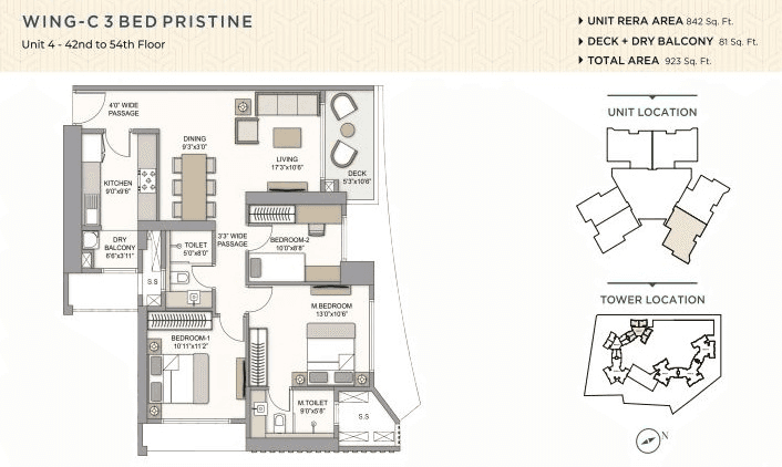 The Prestige City Bellanza Unit plan - 842 sq.ft.