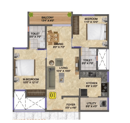 DS Max Skysisira Unit plan - 744 sq.ft.