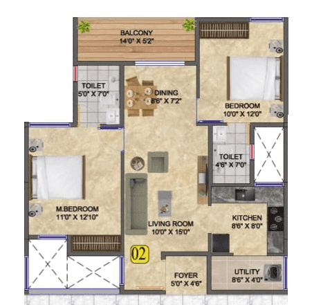 DS Max Skysisira Unit plan - 778 sq.ft.