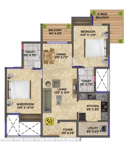 DS Max Skysisira Unit plan - 809 sq.ft.