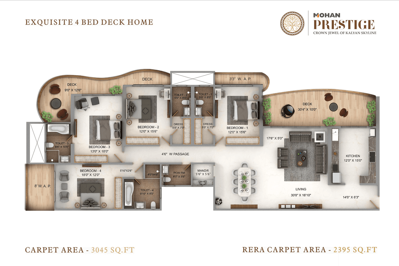 Mohan Prestige Unit plan - 3045 sq.ft.
