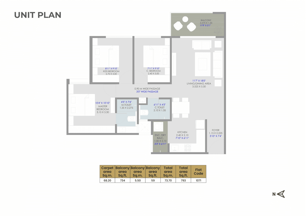 Sarthak Highreach Unit plan - 793 sq.ft.
