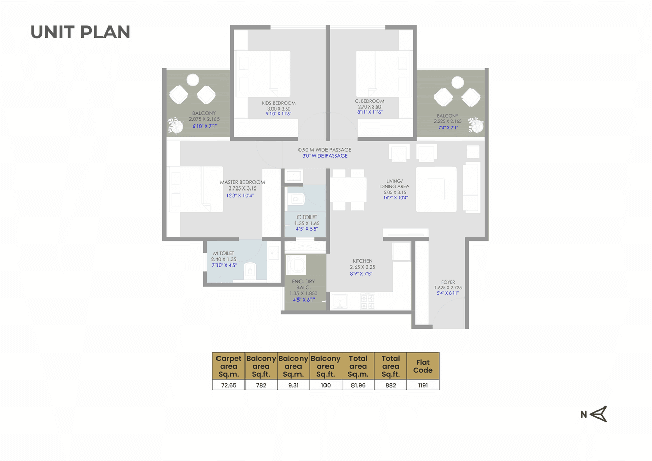 Sarthak Highreach Unit plan - 882 sq.ft.