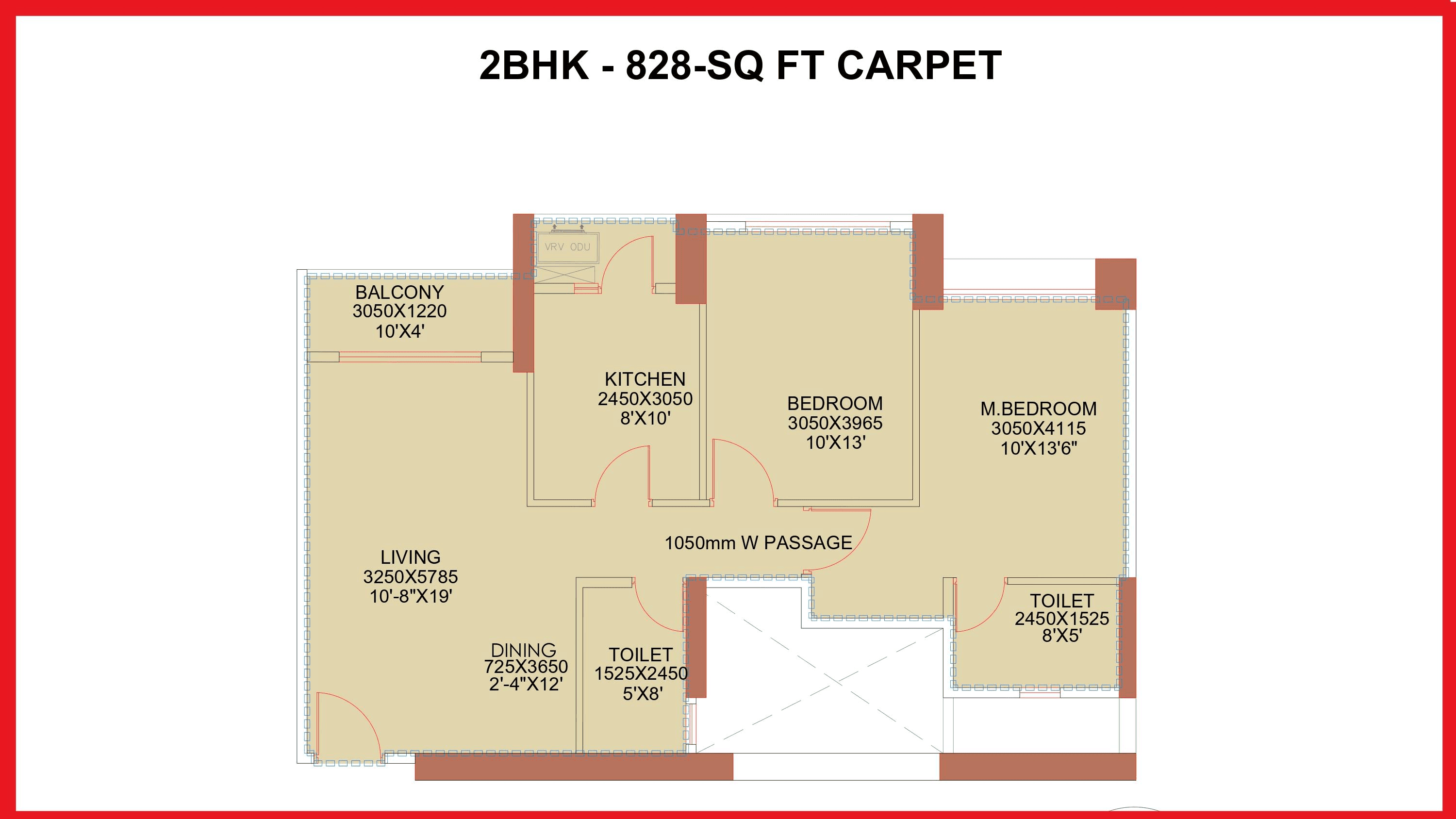Unit plan - 828 sq.ft.