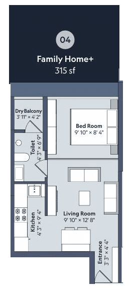 Marathon Nexworld Phase 1 Unit plan - 315 sq.ft.