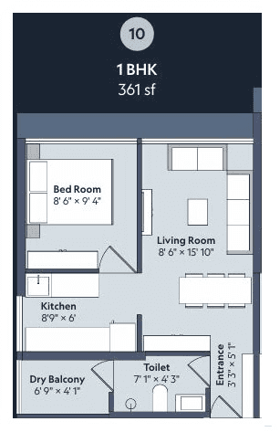 Marathon Nexworld Phase 1 Unit plan - 361 sq.ft.