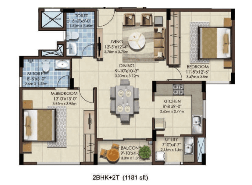 Mahaveer Celesse Unit plan - 791 sq.ft.