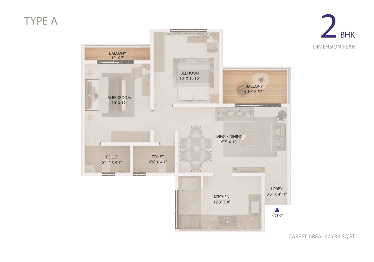 Silver Galaxy Unit plan - 675 sq.ft.