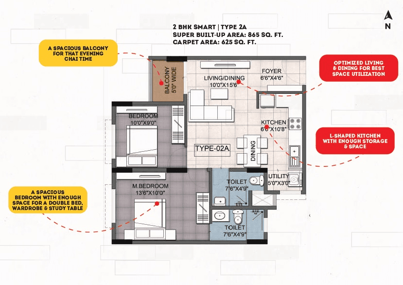 Sipani Royal Heritage Unit plan - 625 sq.ft.